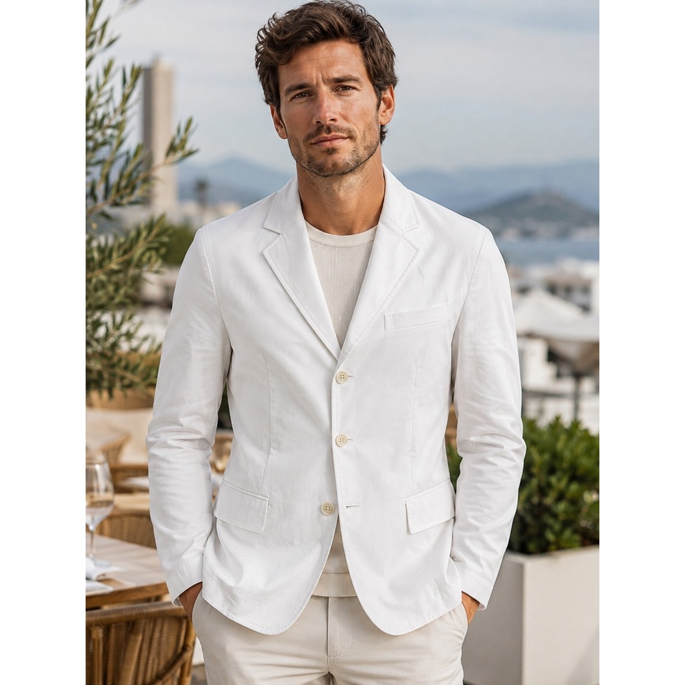 Express Blazer Mens 40S White Slim Fit Cotton Blend Suit Jacket NWT